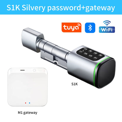 Tuya BLE Keyless Smart Lock Cylinder supports M1 Tuya Gateway Mechanical Key And USB Emergency Power Supply Fingerprint/ PINcode
