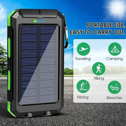 Solar Power Bank Portable Charging Poverbank External Battery Charger Strong Light LDE Light for iphone Samsung