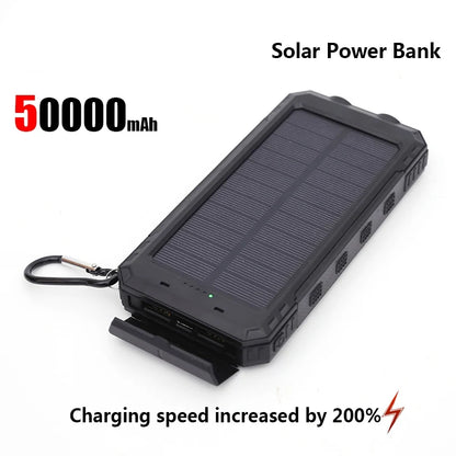 Solar Power Bank Portable Charging Poverbank External Battery Charger Strong Light LDE Light for iphone Samsung