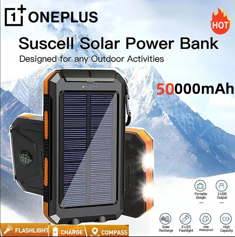 Solar Power Bank Portable Charging Poverbank External Battery Charger Strong Light LDE Light for iphone Samsung