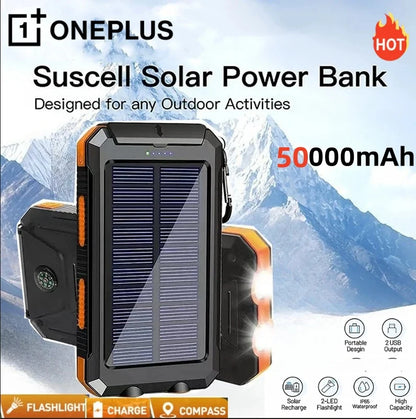 Solar Power Bank Portable Charging Poverbank External Battery Charger Strong Light LDE Light for iphone Samsung