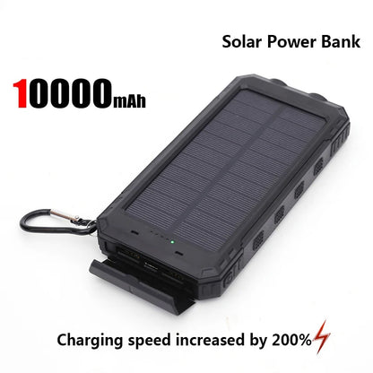 Solar Power Bank Portable Charging Poverbank External Battery Charger Strong Light LDE Light for iphone Samsung