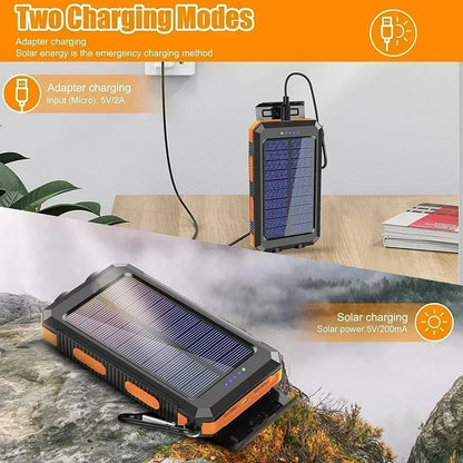 Solar Power Bank Portable Charging Poverbank External Battery Charger Strong Light LDE Light for iphone Samsung