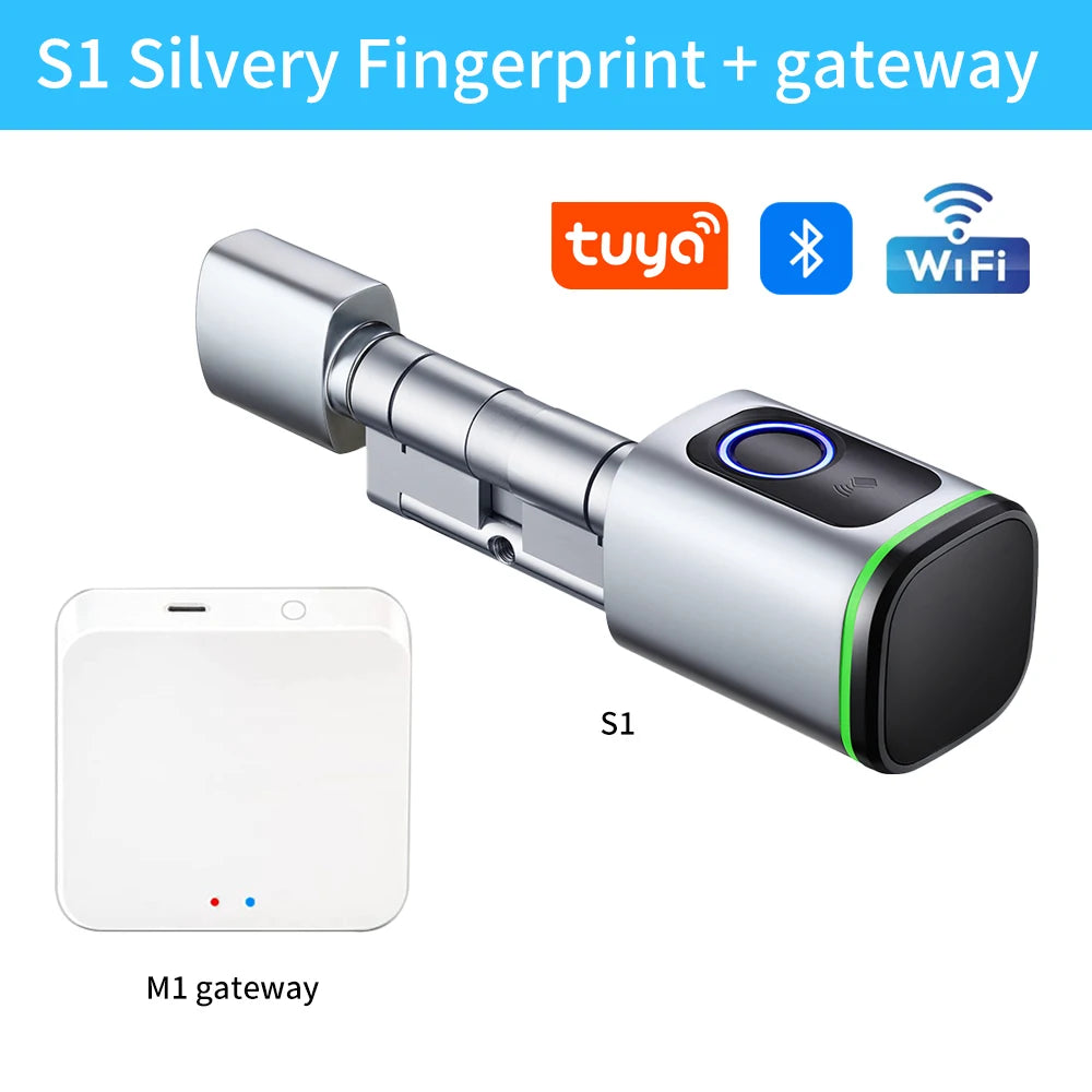Tuya BLE Keyless Smart Lock Cylinder supports M1 Tuya Gateway Mechanical Key And USB Emergency Power Supply Fingerprint/ PINcode