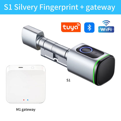 Tuya BLE Keyless Smart Lock Cylinder supports M1 Tuya Gateway Mechanical Key And USB Emergency Power Supply Fingerprint/ PINcode