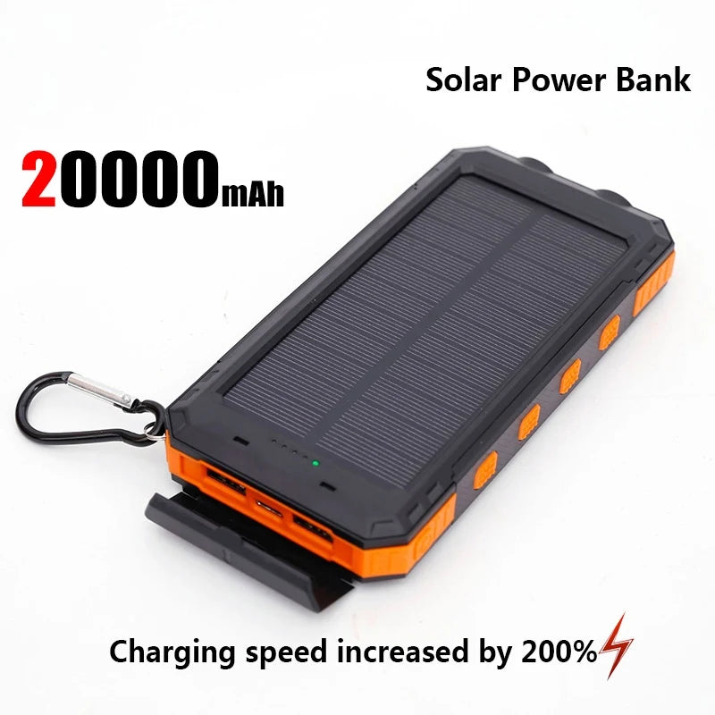 Solar Power Bank Portable Charging Poverbank External Battery Charger Strong Light LDE Light for iphone Samsung