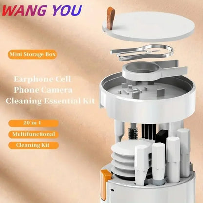 20-in-1 Cleaner Kit Computer Keyboard Brush Earphones Cleaning Pen Screen Cleaning Spray Bottle Cleaning Tools Keycap Puller Set