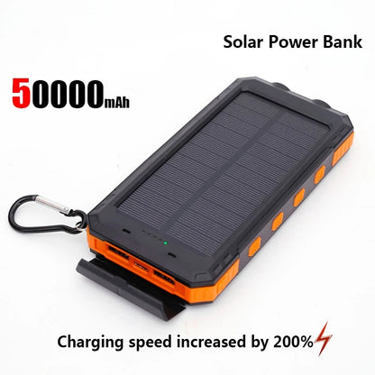 Solar Power Bank Portable Charging Poverbank External Battery Charger Strong Light LDE Light for iphone Samsung
