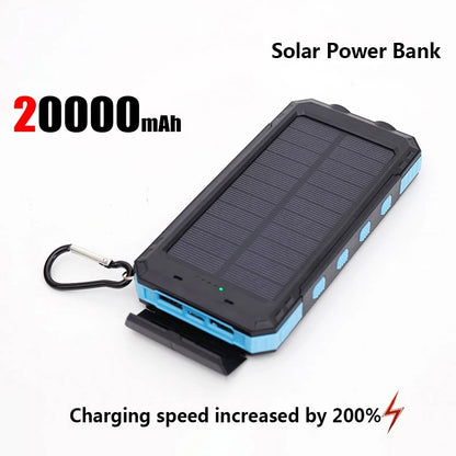 Solar Power Bank Portable Charging Poverbank External Battery Charger Strong Light LDE Light for iphone Samsung
