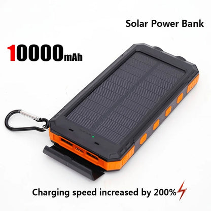 Solar Power Bank Portable Charging Poverbank External Battery Charger Strong Light LDE Light for iphone Samsung