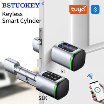 Tuya BLE Keyless Smart Lock Cylinder supports M1 Tuya Gateway Mechanical Key And USB Emergency Power Supply Fingerprint/ PINcode