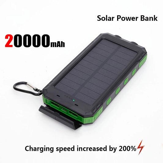 Solar Power Bank Portable Charging Poverbank External Battery Charger Strong Light LDE Light for iphone Samsung