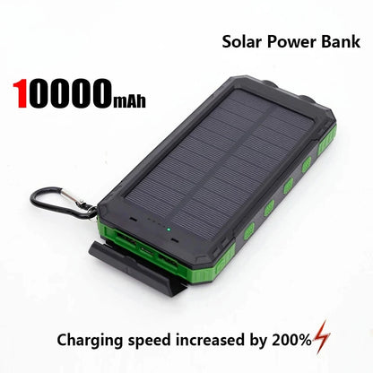 Solar Power Bank Portable Charging Poverbank External Battery Charger Strong Light LDE Light for iphone Samsung