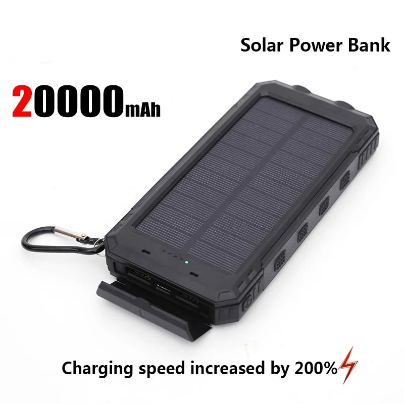 Solar Power Bank Portable Charging Poverbank External Battery Charger Strong Light LDE Light for iphone Samsung