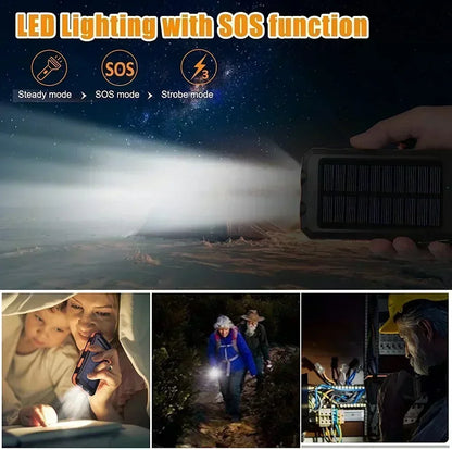 Solar Power Bank Portable Charging Poverbank External Battery Charger Strong Light LDE Light for iphone Samsung